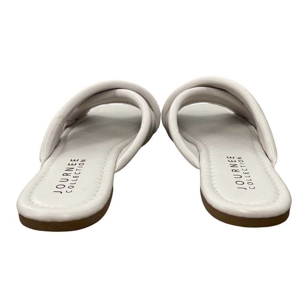 Journee Collection Divyah Crisscross Puff Flat Sandals Off White Size 8.5 NWT - Picture 4 of 8